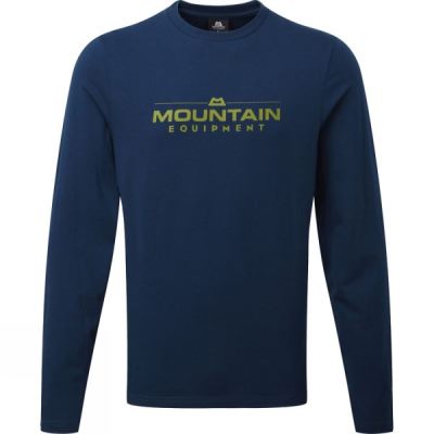 Tee Mountain Equipment Logo LS Hombre Azul Marino - Chile KLD783169